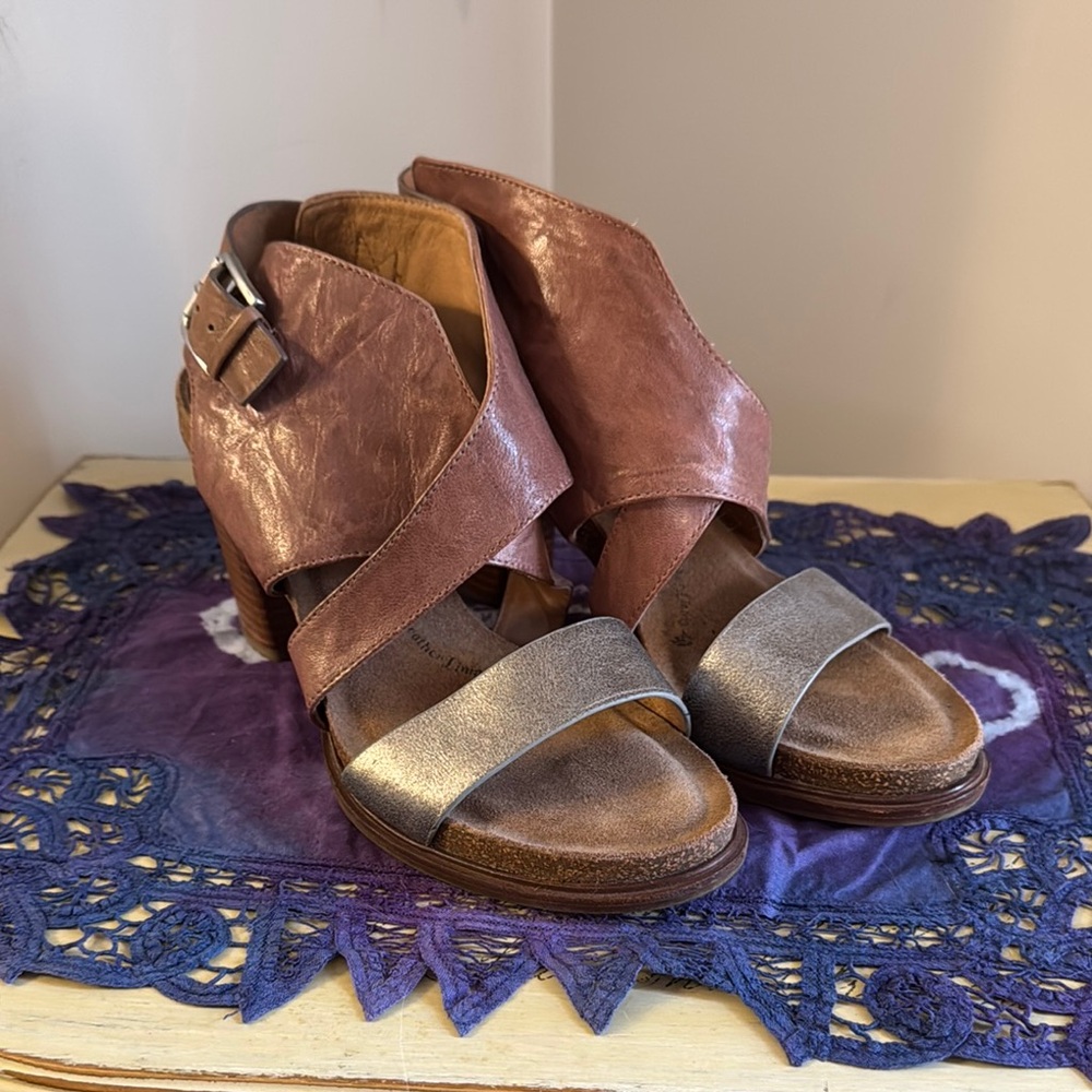 Women's Sandals in Brown and Silver